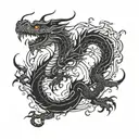 Dragon in flames surrounding the full moon tattoo design idea