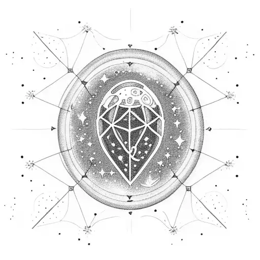 A cosmic heart surrounded by constellations tattoo design idea