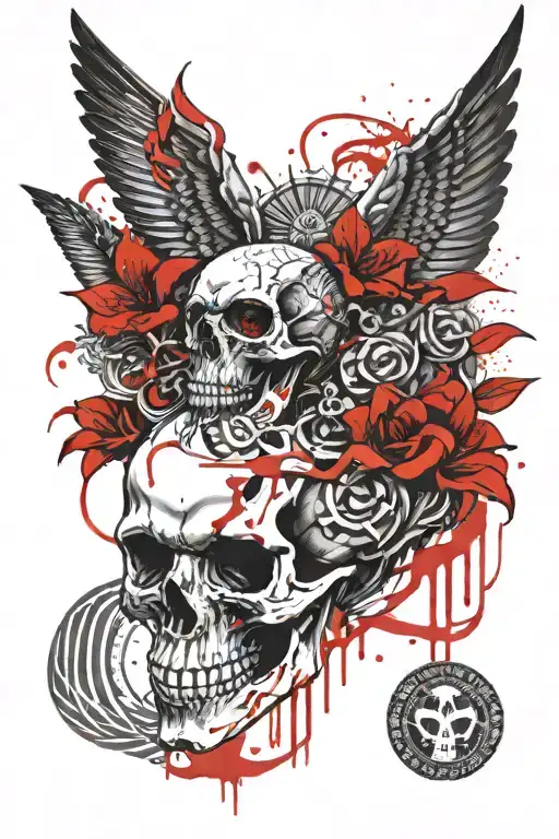 skull lily virgin doves aztec warrior tattoo design idea