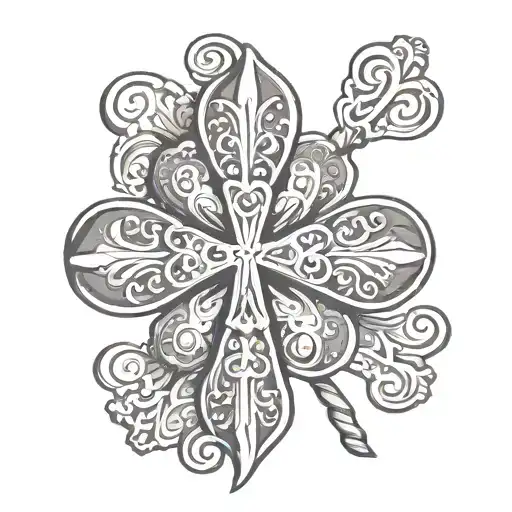 Shamrock with chrisitan cross intertwined tattoo design idea