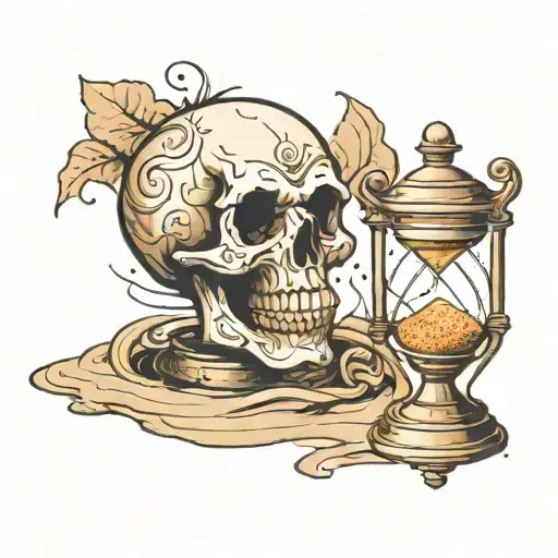 Skull shaped like an hour glass with sand clock tattoo design idea