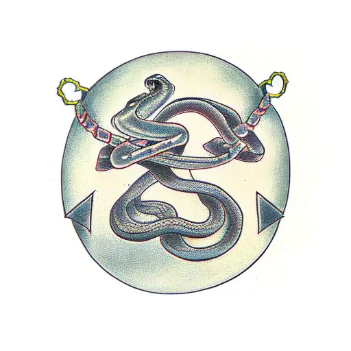 snake, rope and anchor tattoo design idea