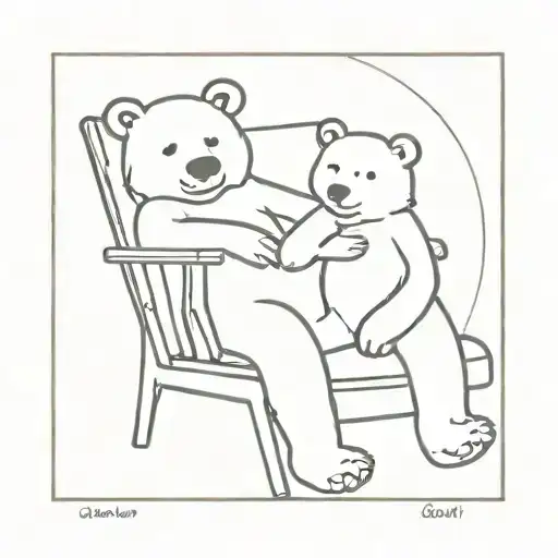 one bear who is chilling back on a chair and relaxing. And one bear who is busy with housekeepin. tattoo design idea