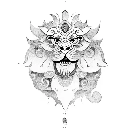 chinese guardian lion tattoo design idea