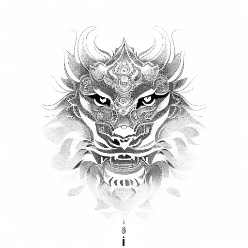 chinese guardian lion tattoo design idea