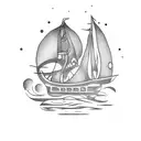 burning ship on fire tattoo design idea