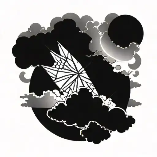 A geometric design incorporating rays of light shining through dark clouds, symbolizing hope and resilience tattoo design idea
