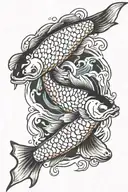 Japanese koi fish swimming upstream tattoo design idea