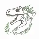t rex skull with ferns  tattoo design idea