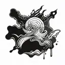 solid black retangle turn into liquid  tattoo design idea