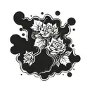 solid black retangle turn into liquid  tattoo design idea