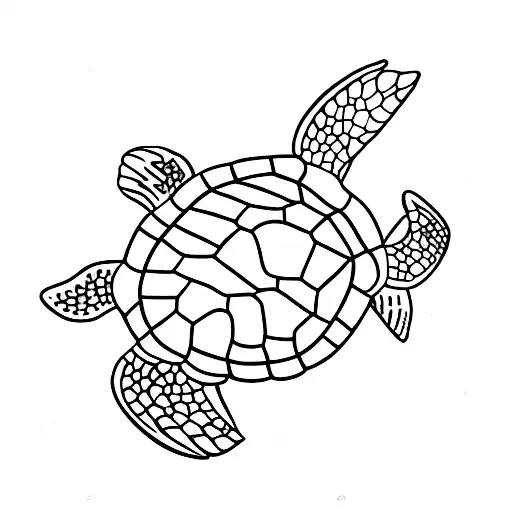 sea turtle base with an oak and Wolfe in its shell  tattoo design idea