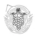 sea turtle base with an oak and Wolfe in its shell  tattoo design idea