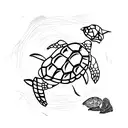 sea turtle base with an oak and Wolfe in its shell  tattoo design idea
