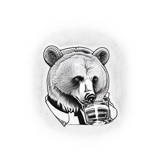 a bear holding a pint of beer  tattoo design idea