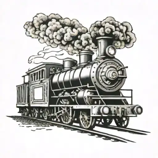 train, dad walking tattoo design idea