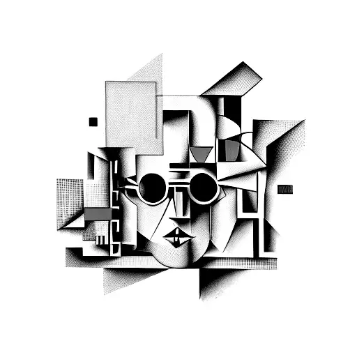 Le corbusier cubism in high contrast  tattoo design idea