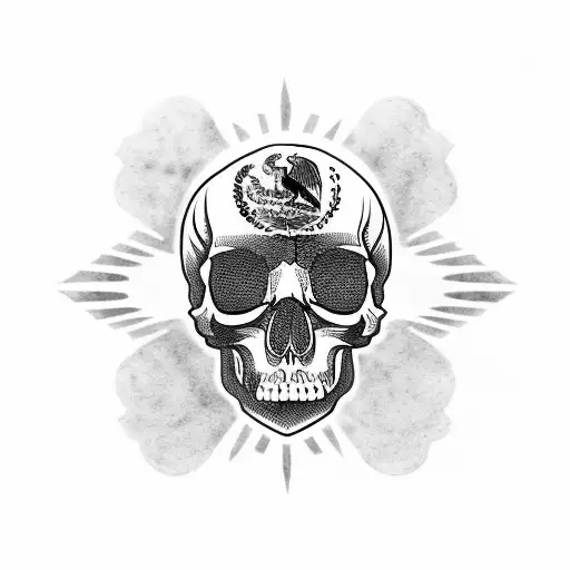 Mexican flag incorporated into a skull tattoo tattoo design idea