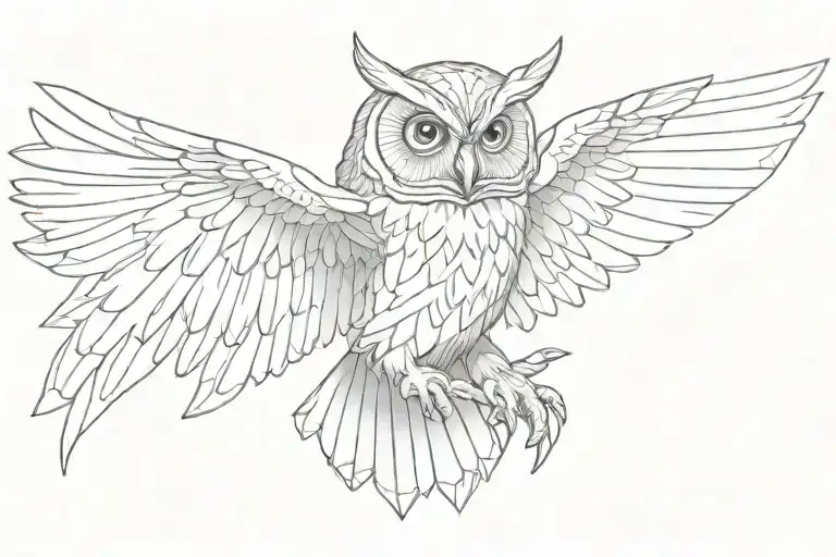 owl with open wings tattoo design idea