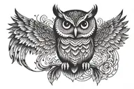 Owl with spread wings tattoo design idea