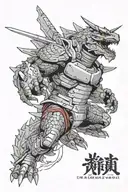 gundam fighting godzilla tattoo design idea
