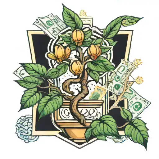 money tree growing tattoo design idea