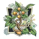 money tree growing tattoo design idea