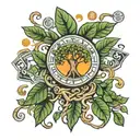 money tree growing tattoo design idea