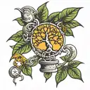 money tree growing tattoo design idea
