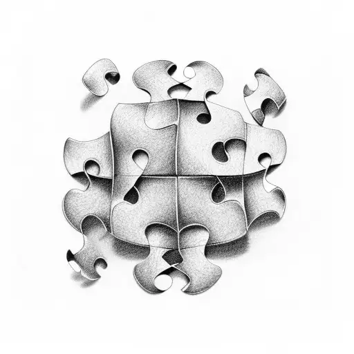 autism puzzle ribbon tattoo design idea