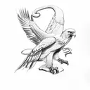 A sketch of an eagle and snake in a dynamic pose tattoo design idea