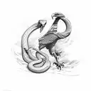 A sketch of an eagle and snake in a dynamic pose tattoo design idea
