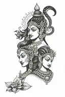 shiv Parvati tattoo design idea