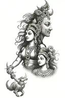 shiv Parvati tattoo design idea