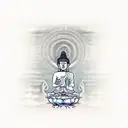 buddha tree with background shade tattoo design idea