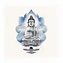 buddha tree with background shade tattoo design idea