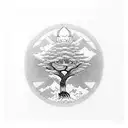 buddha tree with background shade tattoo design idea