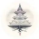buddha tree with background shade tattoo design idea