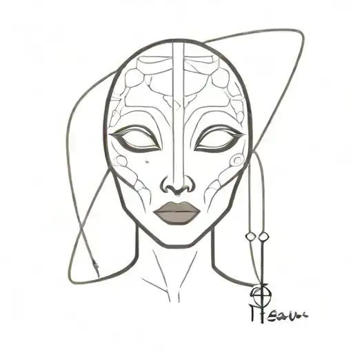 The word “Húsavík”, alien face, dove placed separately tattoo design idea