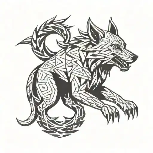 A small Fenrir figure for the back. tattoo design idea