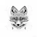 aggrogoth fox head with long volume eyelashes tattoo design idea