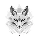 aggrogoth fox head with long volume eyelashes tattoo design idea