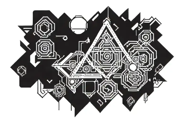 cyber sigilism across the chest tattoo tattoo design idea
