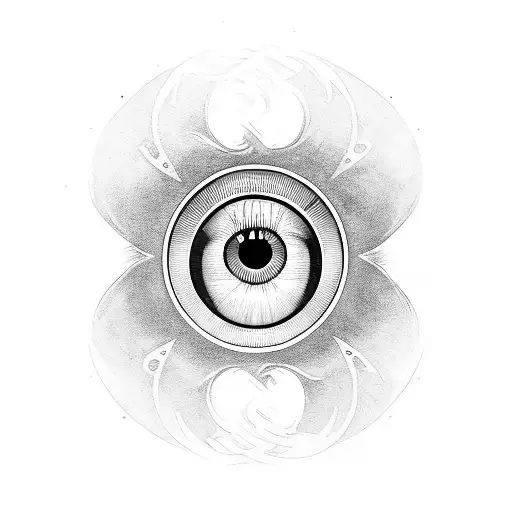 Gothic eye with eyeline and septum puerced through the pupil tattoo design idea