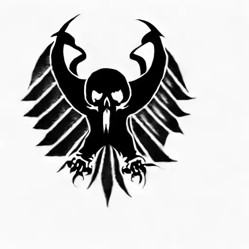 skull and eagle tattoo design idea