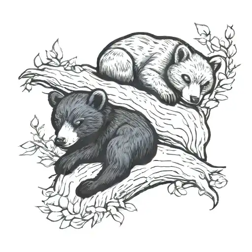 sleeping bear pups tattoo design idea