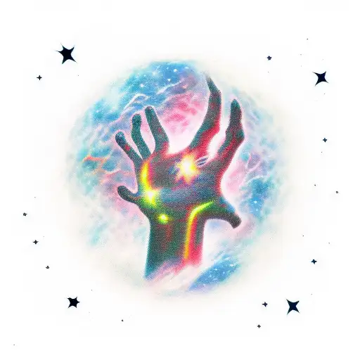 hand of god in the stars tattoo design idea