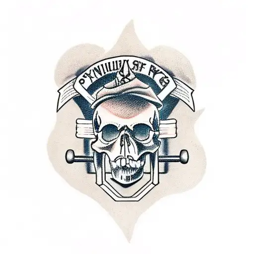 skull with gym bars tattoo design idea