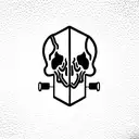 skull with gym bars tattoo design idea
