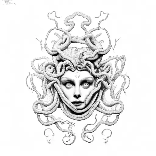Medusa holding the severed head of Perseus tattoo design idea